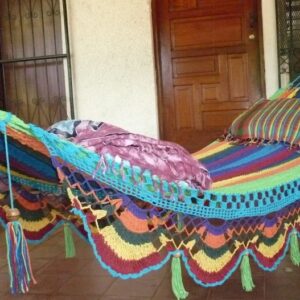 Hamaca Doble Multicolor Centro Turquesa - Parra Especial - Hamanica | 100% Algodón Artesanal