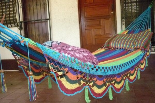 Hamaca Doble Multicolor Centro Turquesa - Parra Especial - Hamanica | 100% Algodón Artesanal